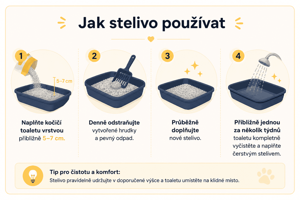 Jak správně používat kočičí stelivo